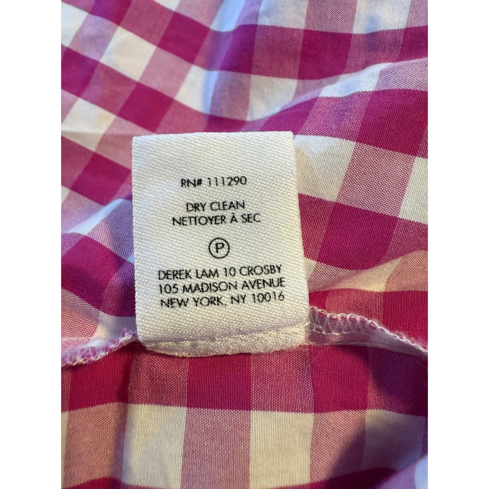 Pink White Gingham Sleeveless Shirt Dress Button costal preppy Derek lam mini 8 - Picture 11 of 11